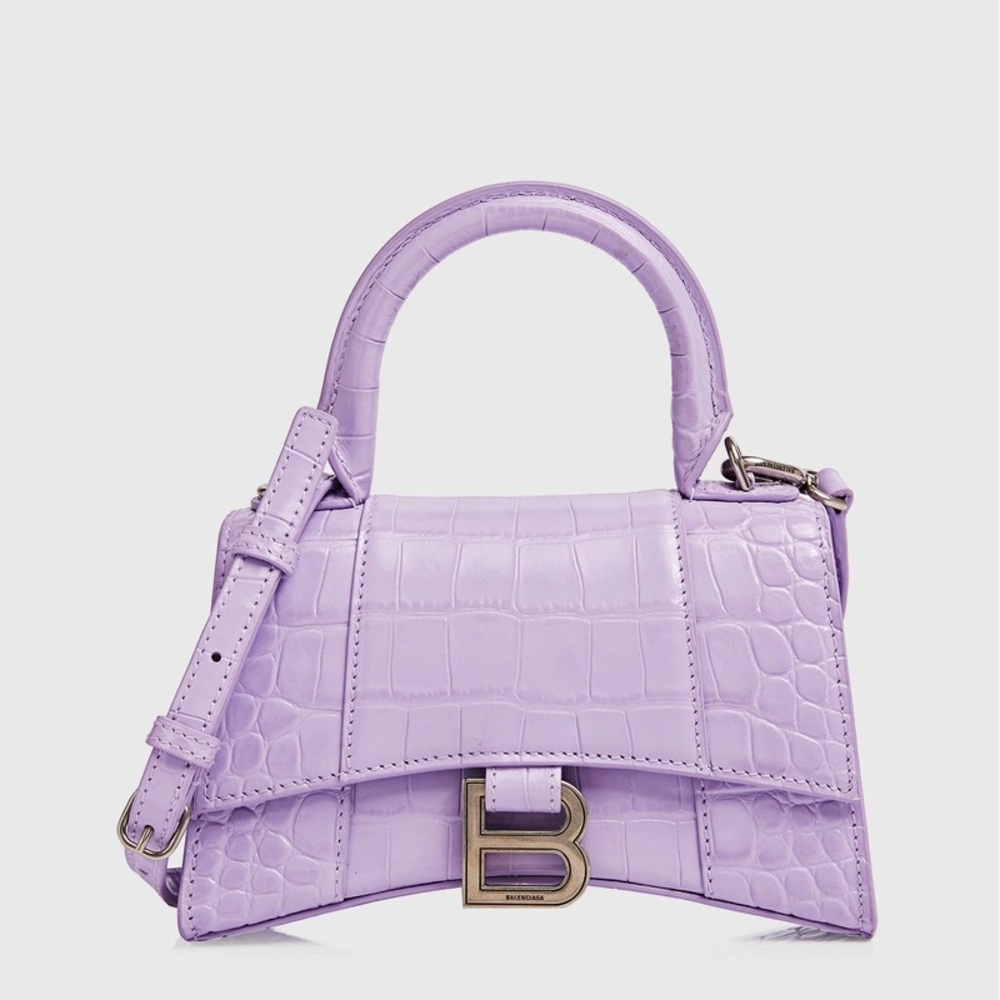 Balenciaga Lilac Croc-Embossed Mini Bag